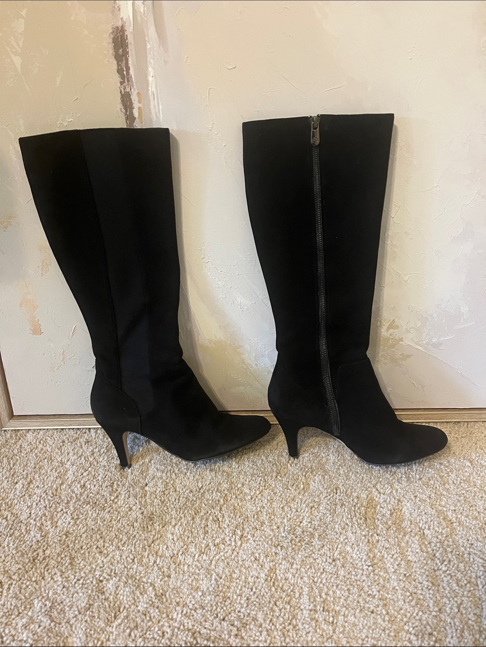 Adrienne Vittadini Classic Black Knee-High Suede Boots